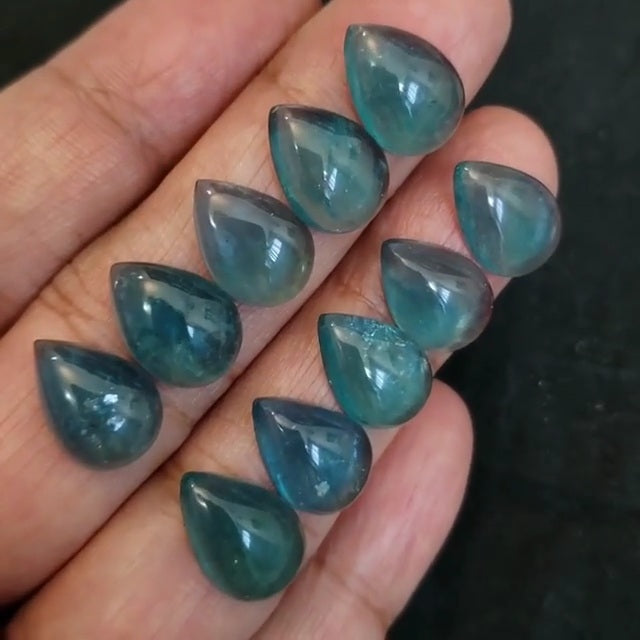 Natural Greenish Blue Fluorite Cabochons 14x9-15x10mm