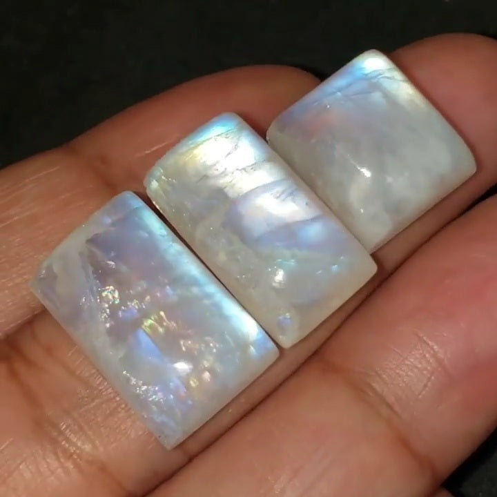 Natural Rainbow Moonstone Cabochons Length range is 14 to 20mm