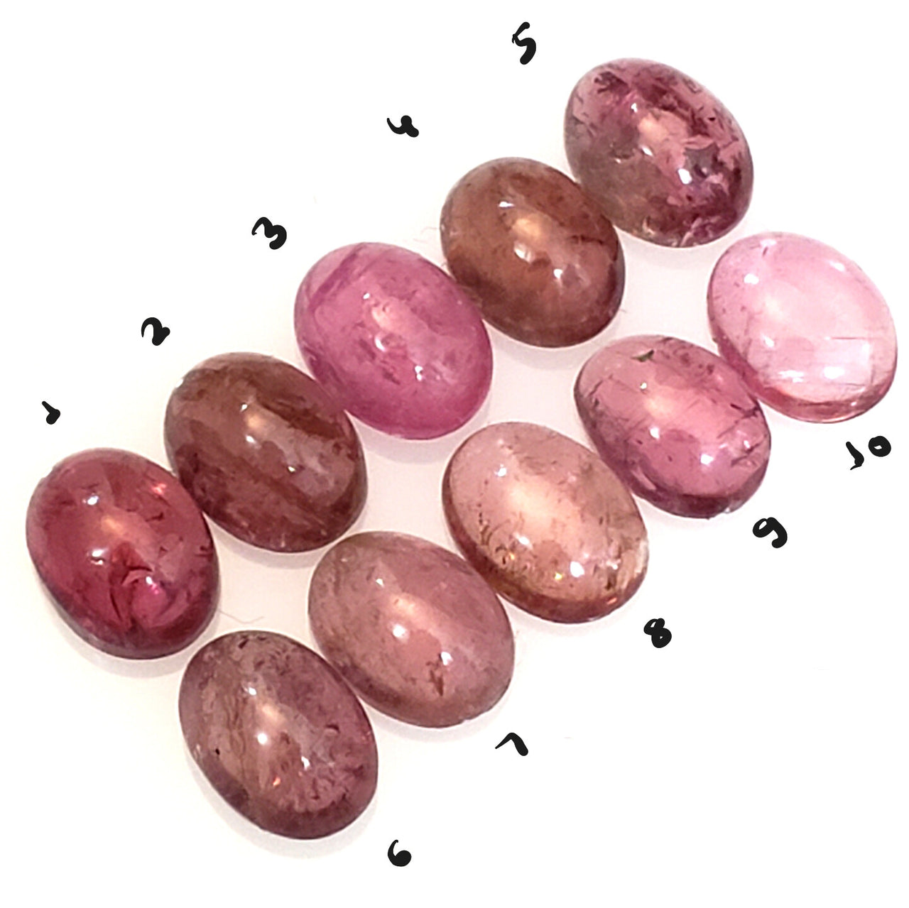 Natural Tourmaline Cabochons Lengths are 7.7 to 8mm