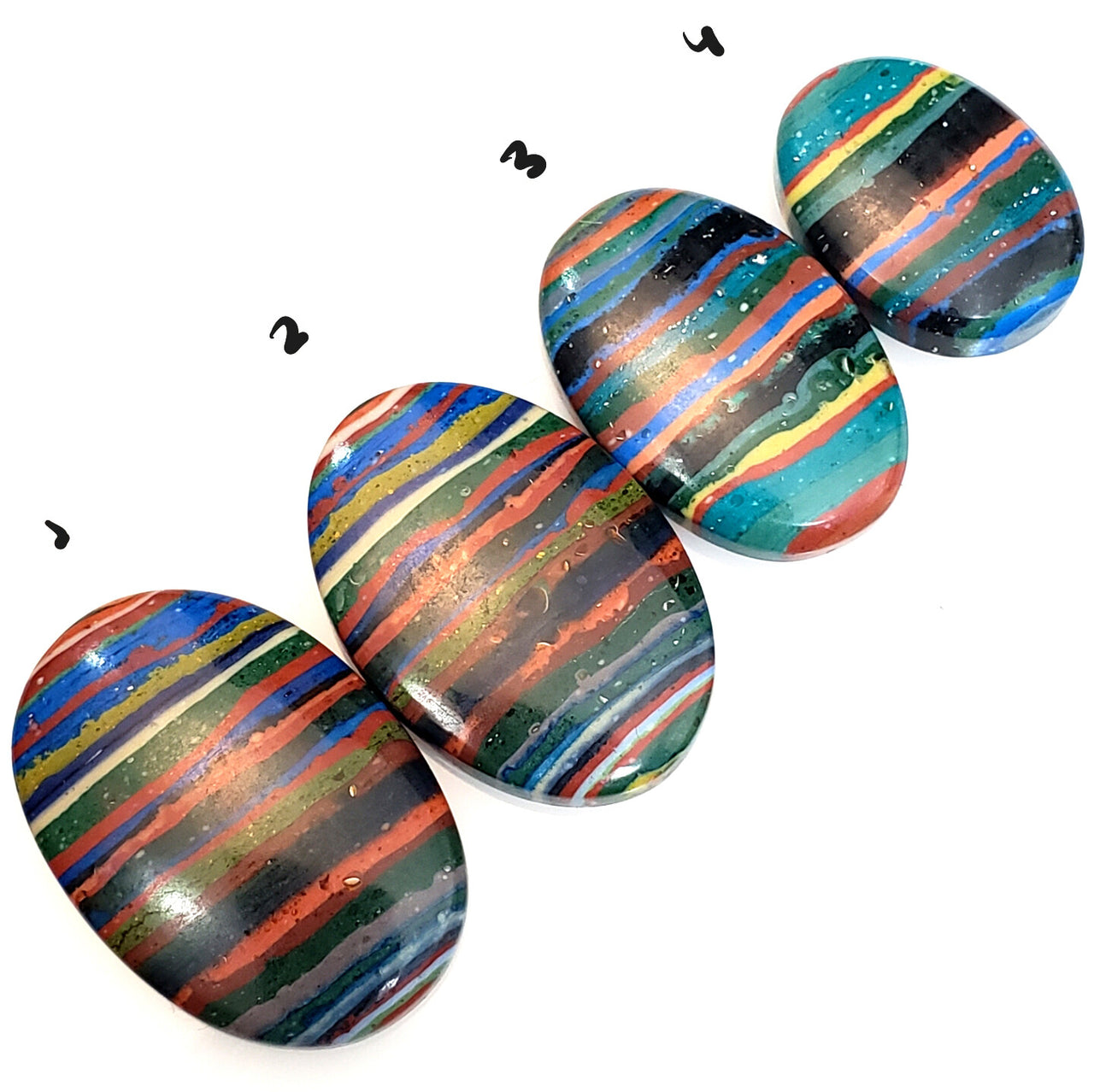 Rainbow Calsilica Cabochons Length range is 22 to 31mm