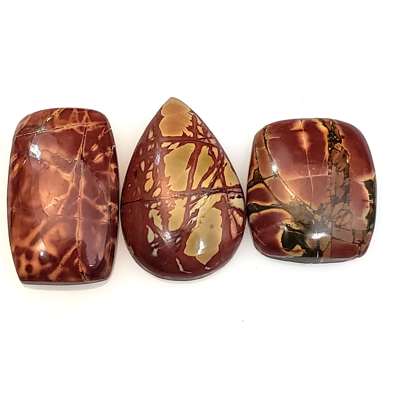 Natural Red Creek Jasper Cabochons Length range is 19 to 25mm