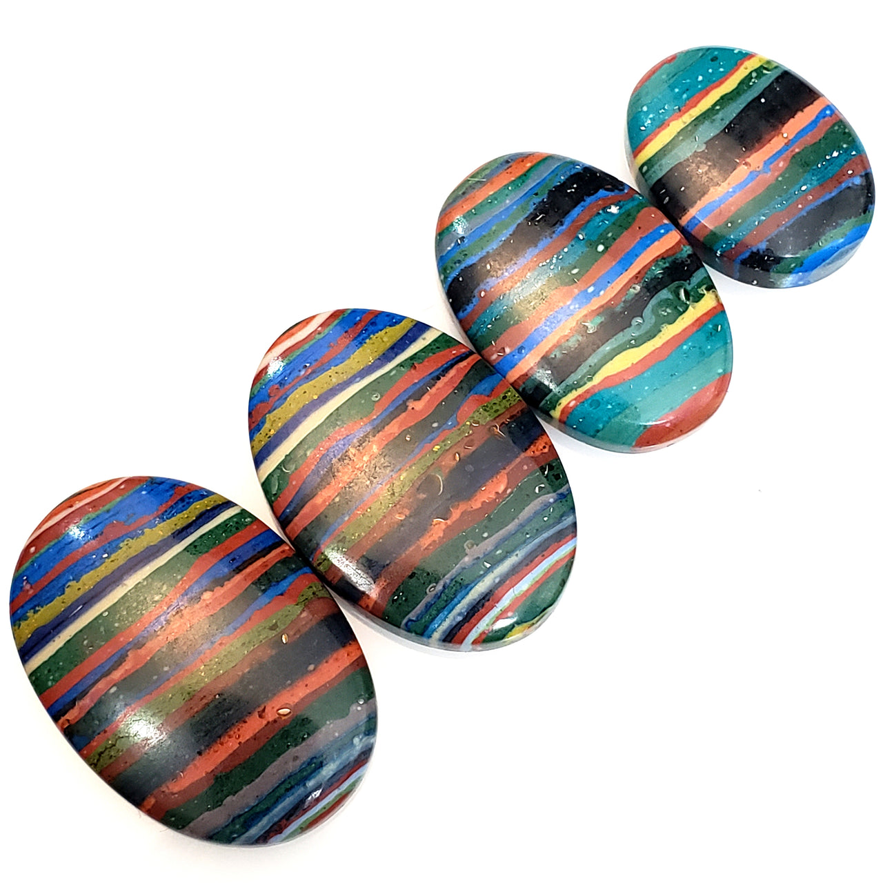 Rainbow Calsilica Cabochons Length range is 22 to 31mm