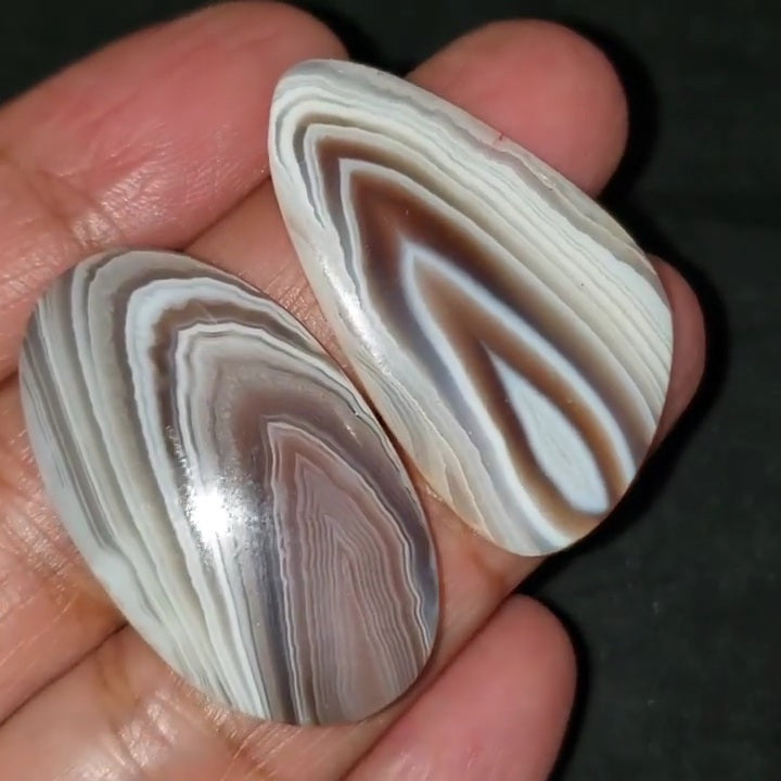 Natural Botswana Agate Cabochon Lengths are 36 and 39mm