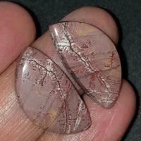 Thumbnail for Natural Sonoran Dendritic Jasper Cabochon Pair 25x12mm