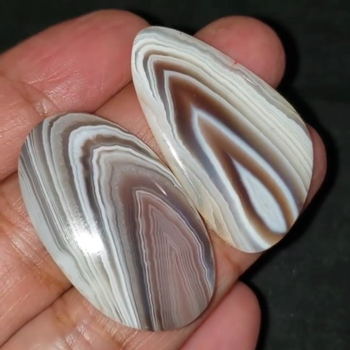 Natural Botswana Agate Cabochon Lengths are 36 and 39mm