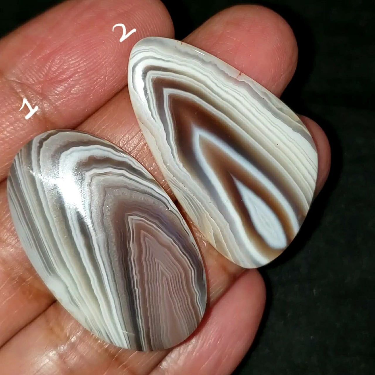 Natural Botswana Agate Cabochon Lengths are 36 and 39mm