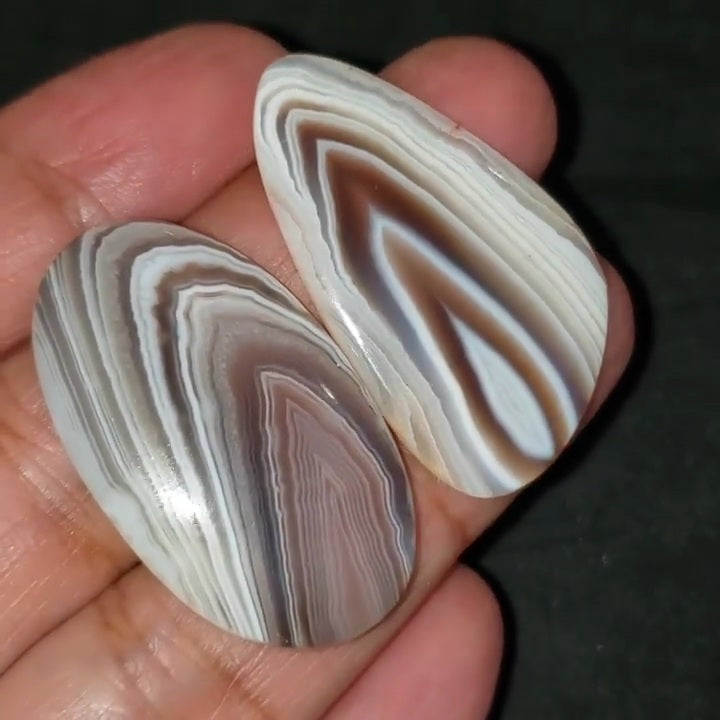 Natural Botswana Agate Cabochon Lengths are 36 and 39mm