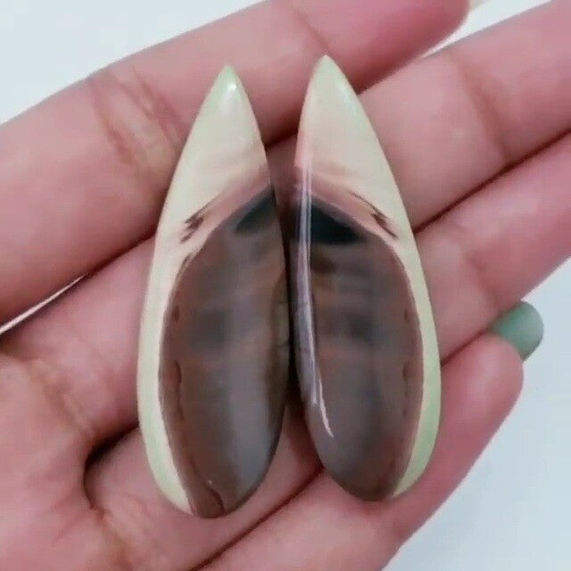 Natural Imperial Jasper Cabochon Pair 41x14mm