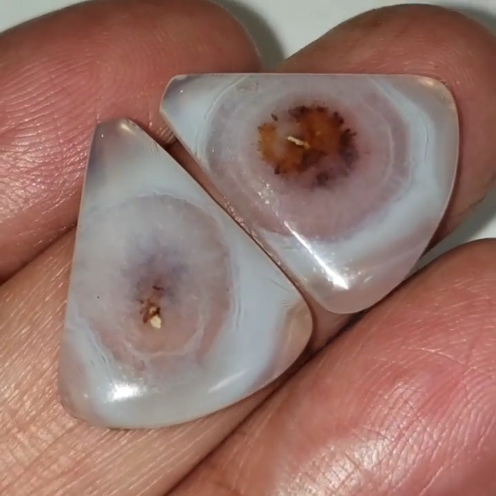 UNIQUE Natural Botswana Agate Cabochon Pair 20x17mm