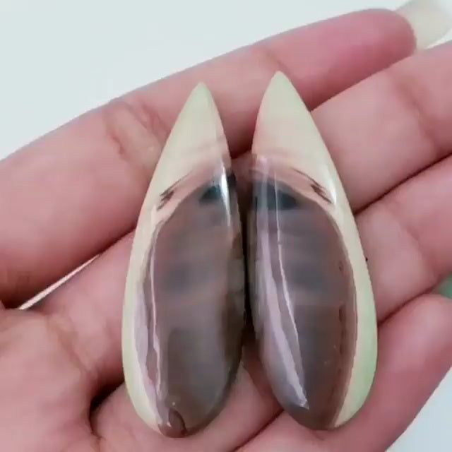 Natural Imperial Jasper Cabochon Pair 41x14mm