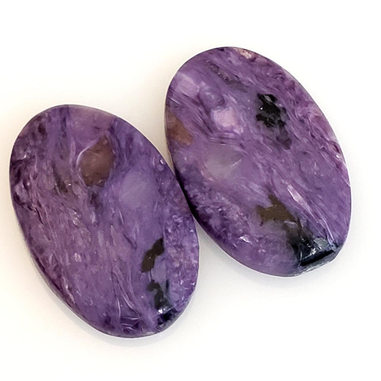 Natural Russian Charoite Cabochon Pair 22x14mm