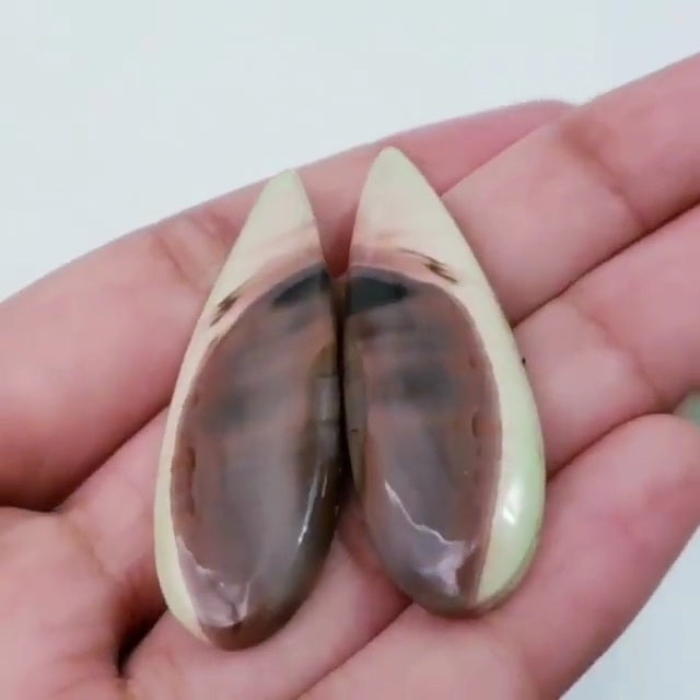 Natural Imperial Jasper Cabochon Pair 41x14mm