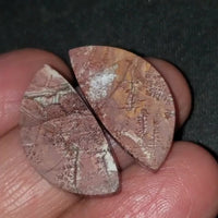 Thumbnail for Natural Sonoran Dendritic Jasper Cabochon Pair 25x12mm