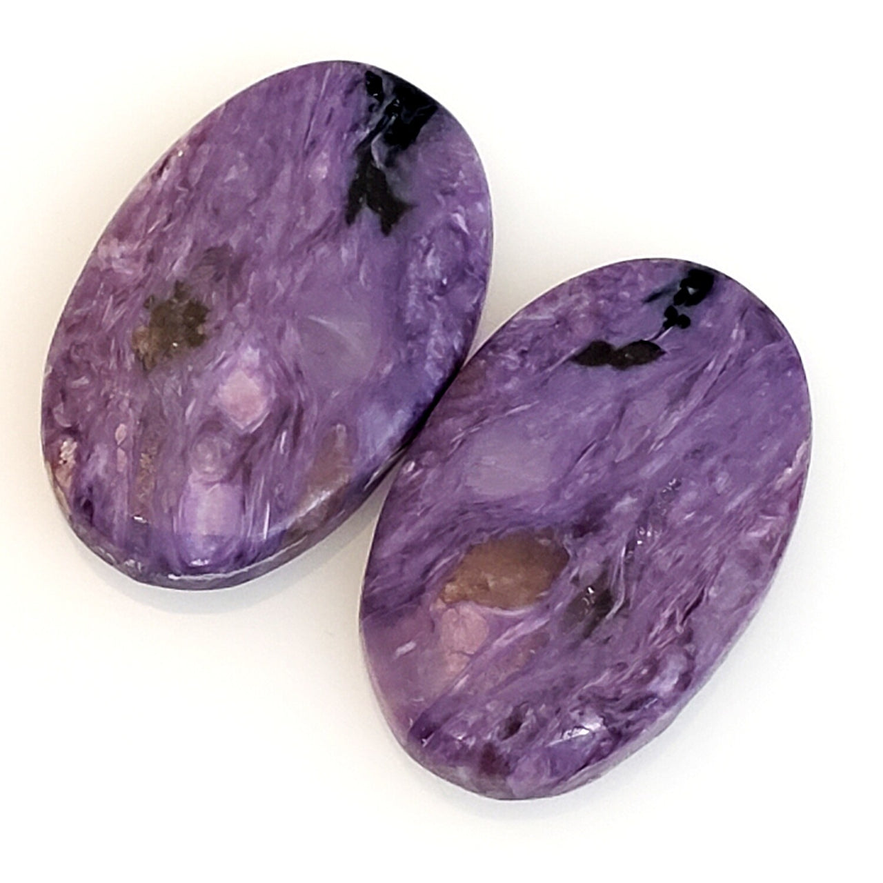 Natural Russian Charoite Cabochon Pair 22x14mm