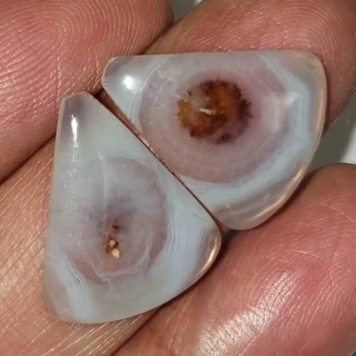 UNIQUE Natural Botswana Agate Cabochon Pair 20x17mm