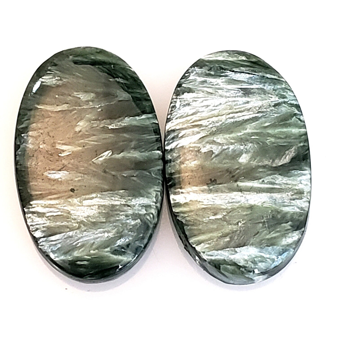 Natural Seraphinite Cabochon Pair 25x15mm each