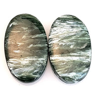 Thumbnail for Natural Seraphinite Cabochon Pair 25x15mm each