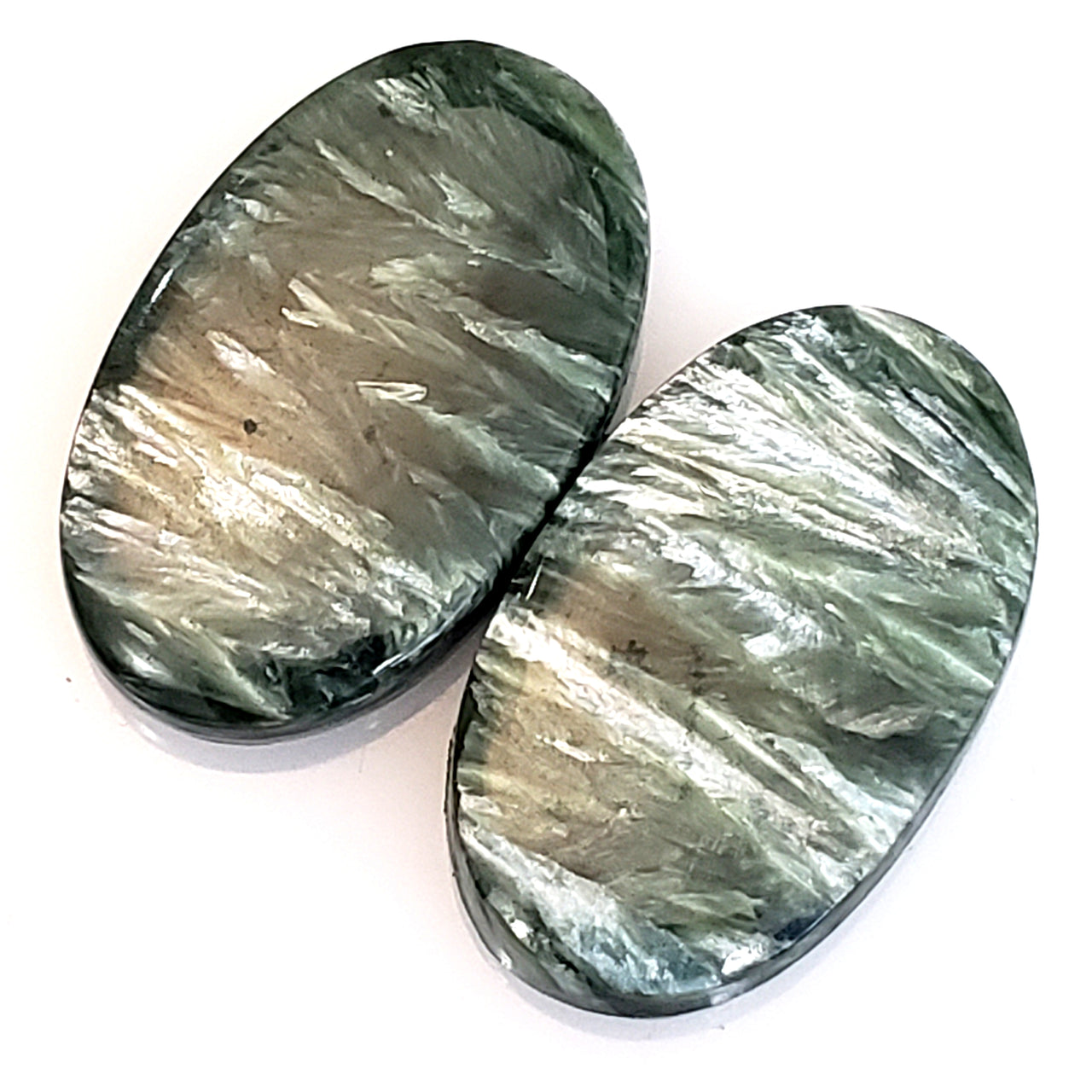 Natural Seraphinite Cabochon Pair 25x15mm each