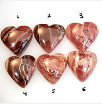 Thumbnail for Natural Rhodochrosite Heart Cabochons Lengths are approx. 15mm each