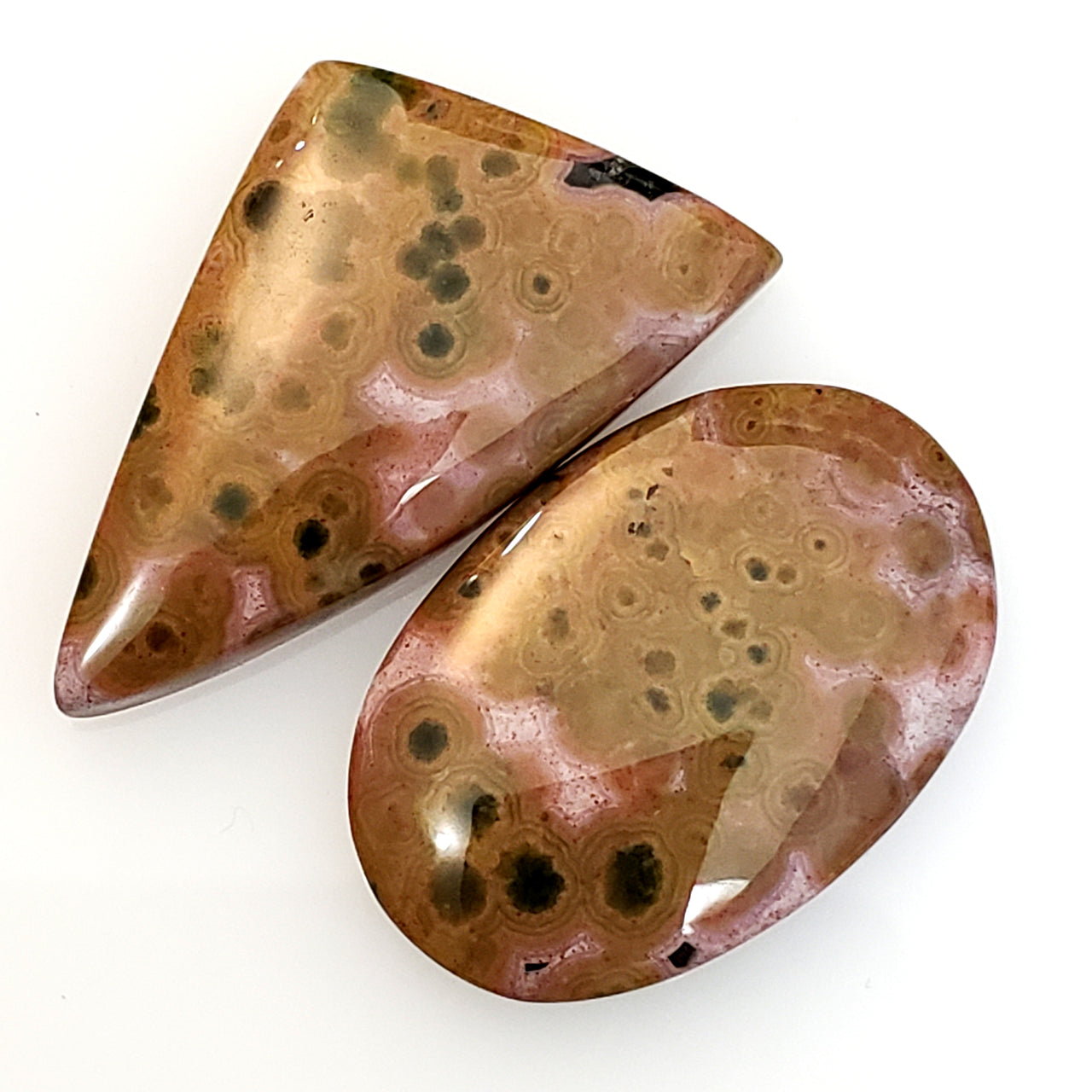 Natural Ocean Jasper Cabochons Lengths are 32 and 27mm