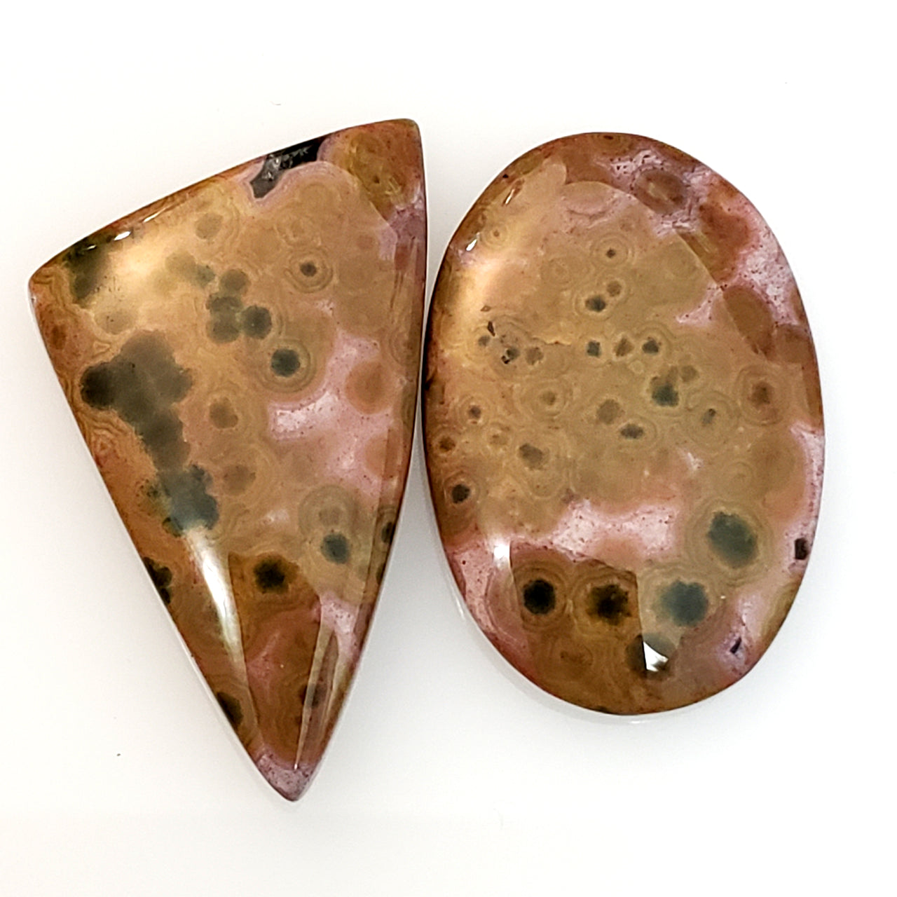 Natural Ocean Jasper Cabochons Lengths are 32 and 27mm