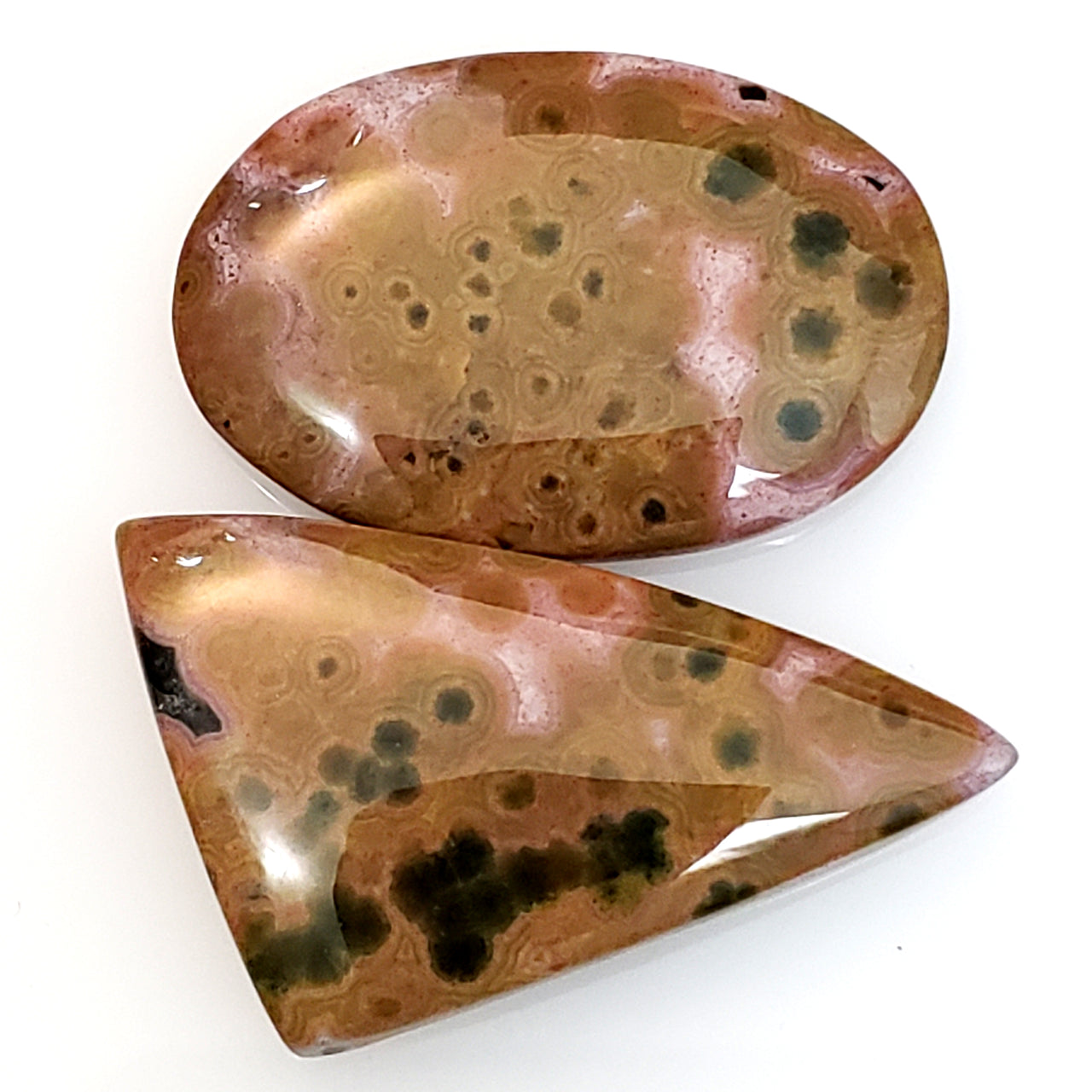 Natural Ocean Jasper Cabochons Lengths are 32 and 27mm