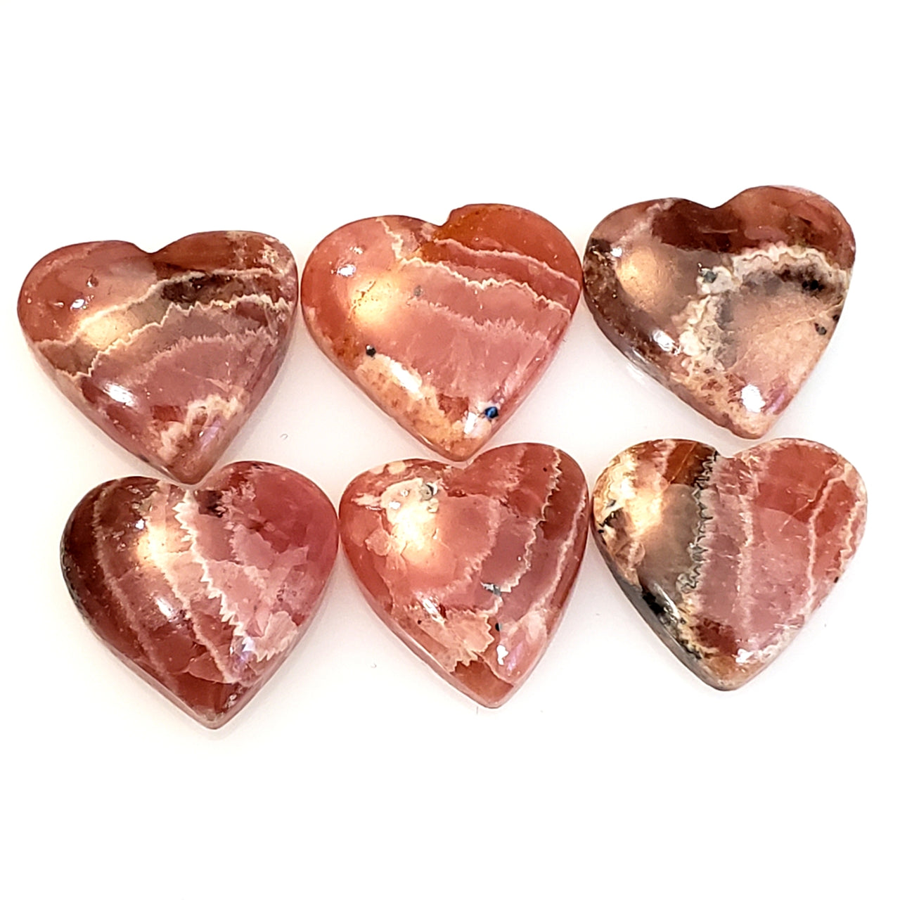 Natural Rhodochrosite Heart Cabochons Lengths are approx 15~16mm each