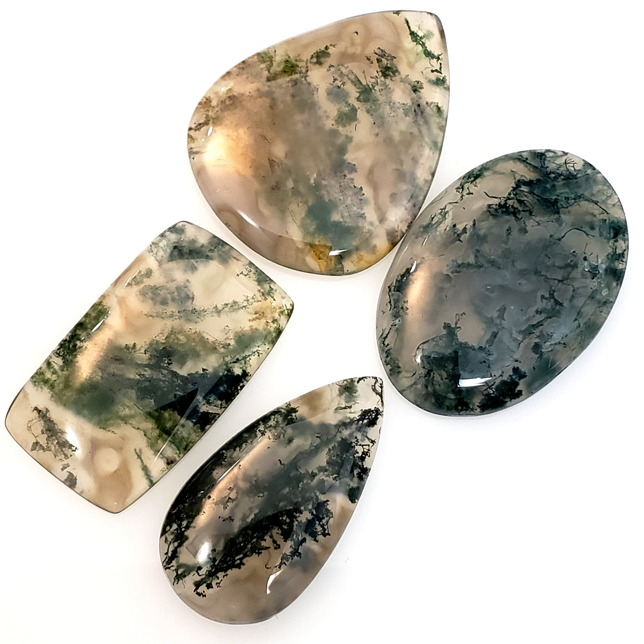 Natural Moss Agate Cabochons Lengths are 31 to 35mm