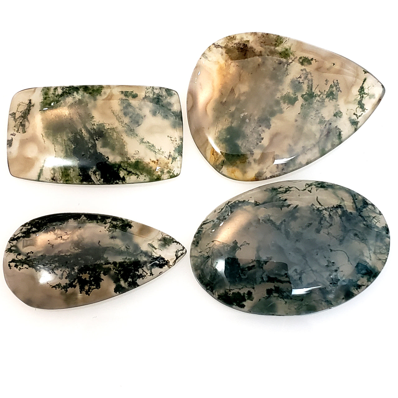 Natural Moss Agate Cabochons Lengths are 31 to 35mm