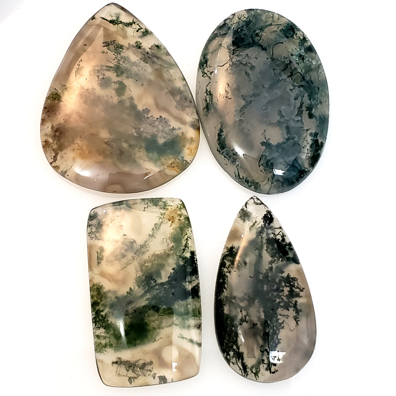 Natural Moss Agate Cabochons Lengths are 31 to 35mm