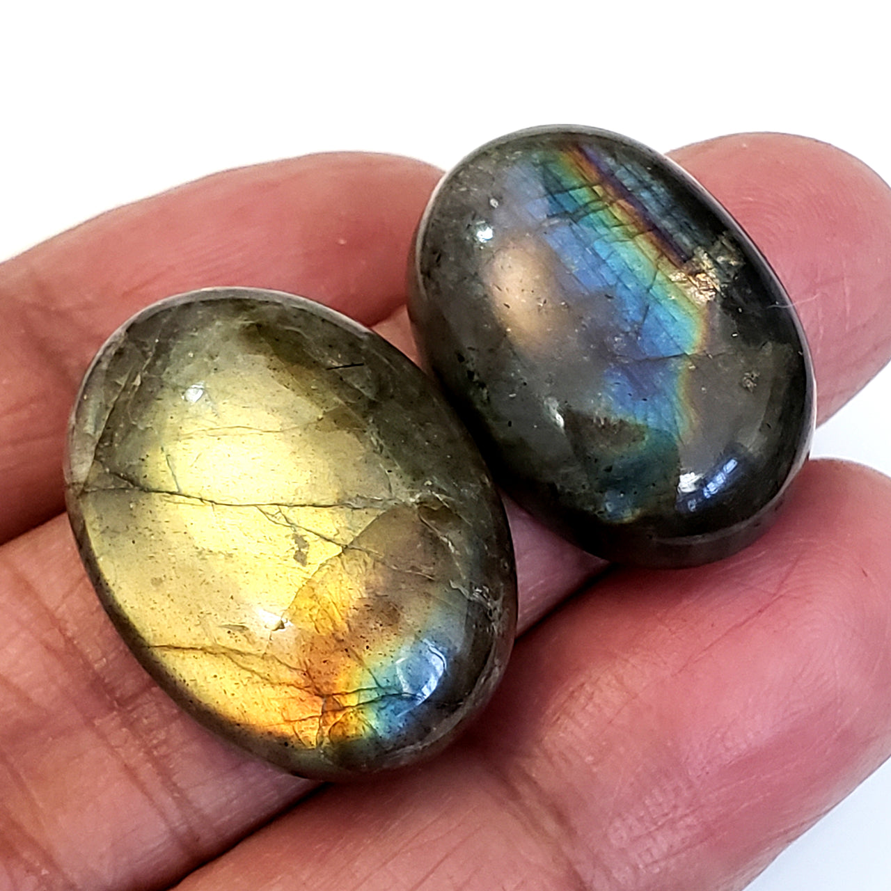 Natural Labradorite Cabochons Lengths are 26 and 24mm