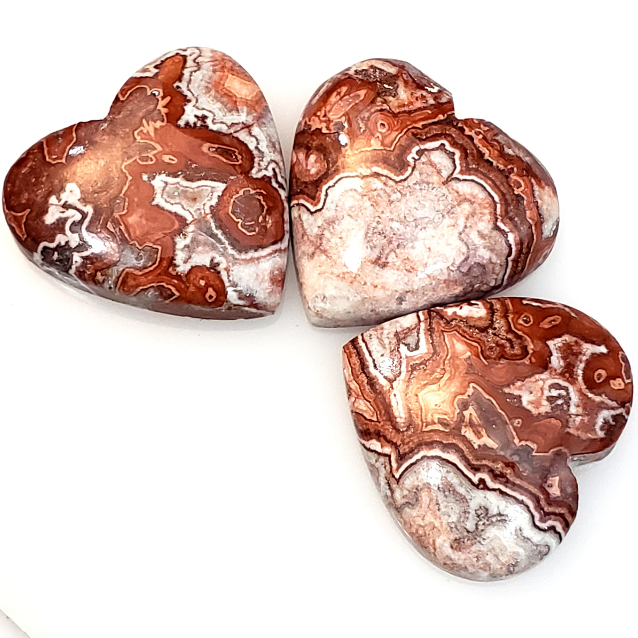 Natural Rosetta Jasper Heart Cabochons Length range is 21mm each