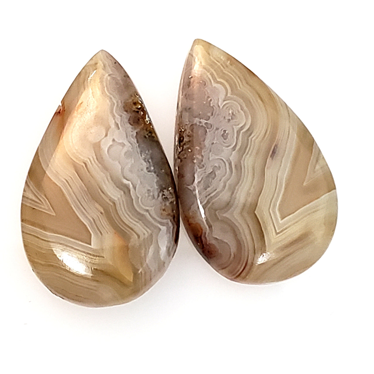 Natural Crazy Lace Agate Cabochon Pair 23x14mm