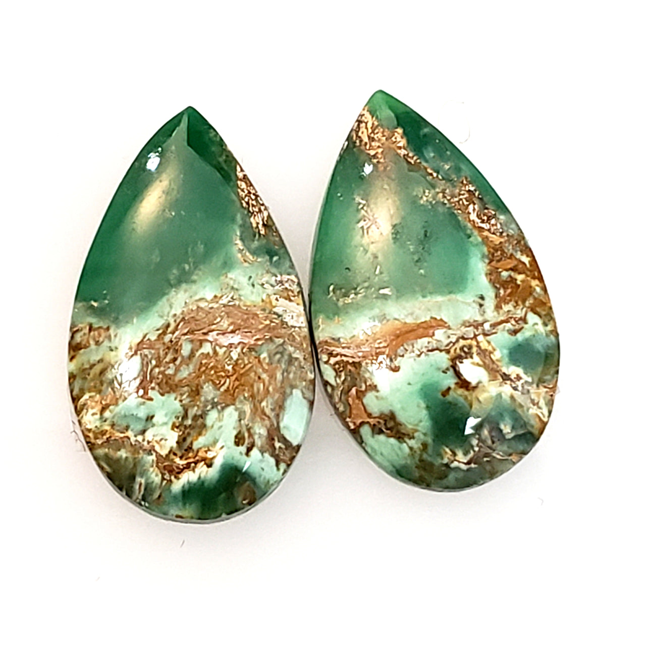 Natural Variscite Cabochon Pair. Size is 20x12mm each