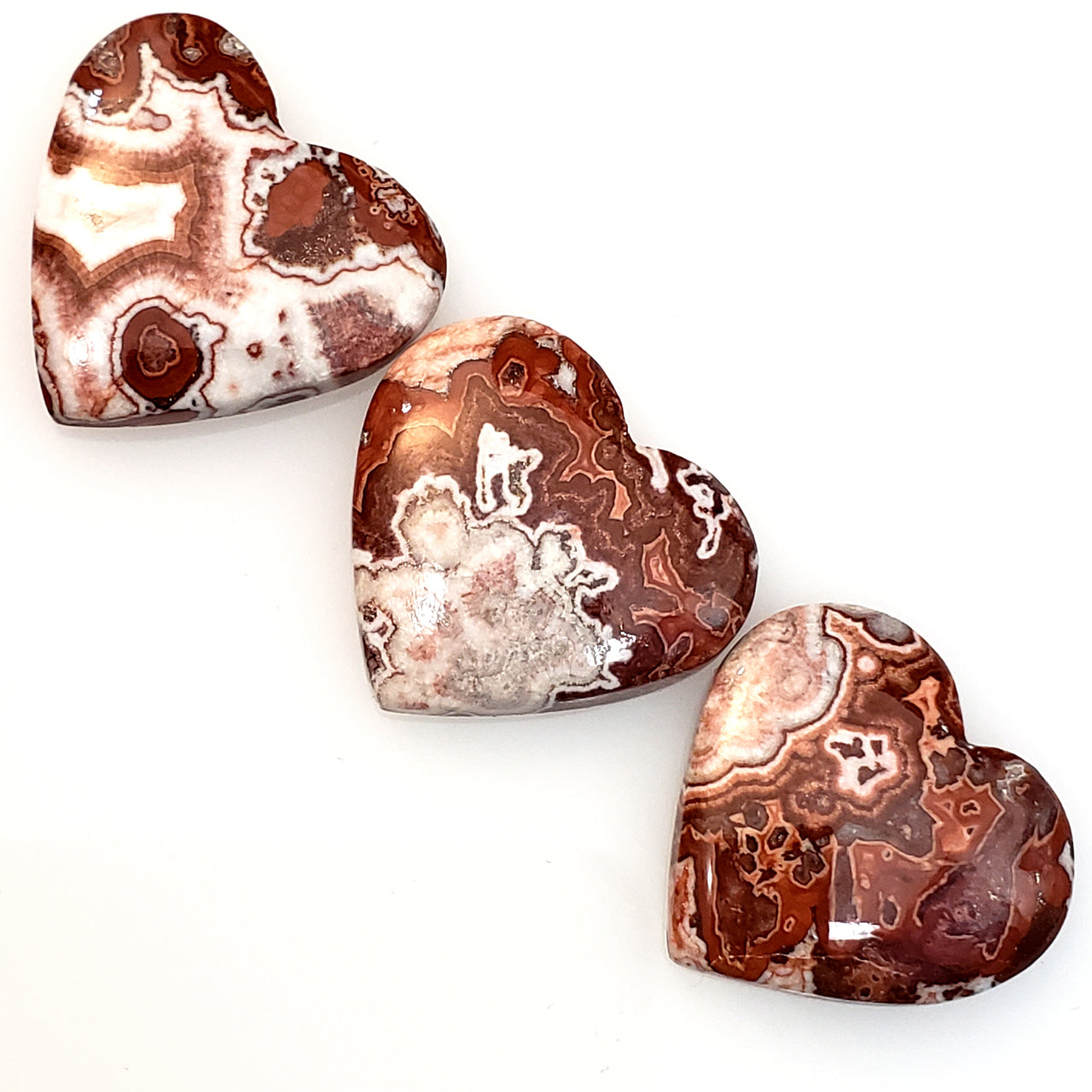 Natural Rosetta Jasper Heart Cabochons Length range is 21 to 22mm