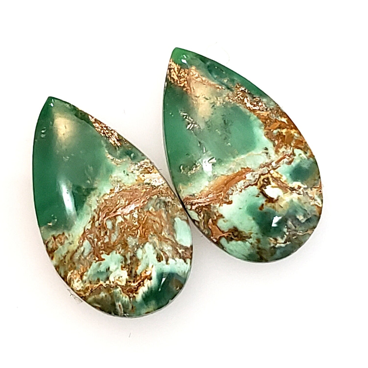 Natural Variscite Cabochon Pair. Size is 20x12mm each