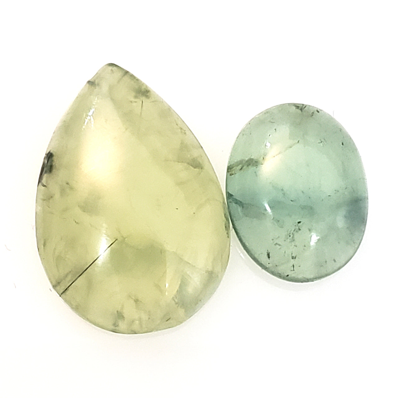 Natural Prehnite Cabochons Lengths are 26 and 17mm