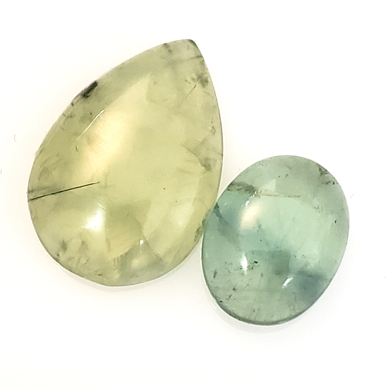 Natural Prehnite Cabochons Lengths are 26 and 17mm