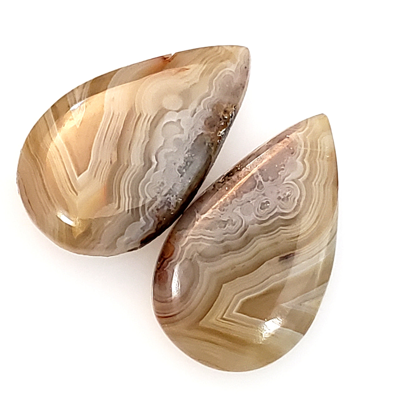 Natural Crazy Lace Agate Cabochon Pair 23x14mm