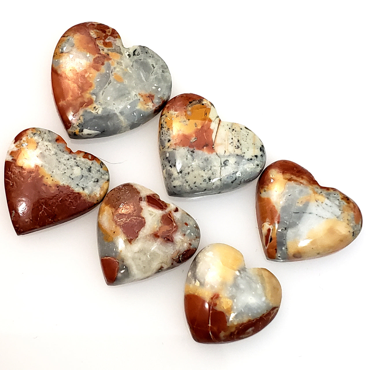 Natural Maligano Jasper Heart Cabochons Length range is 15 to 19mm