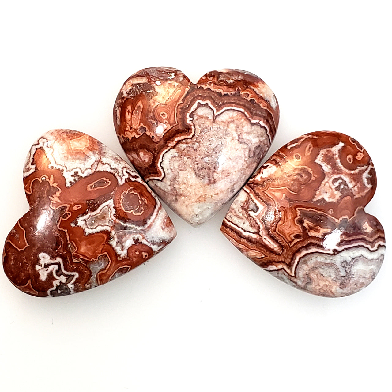 Natural Rosetta Jasper Heart Cabochons Length range is 21mm each