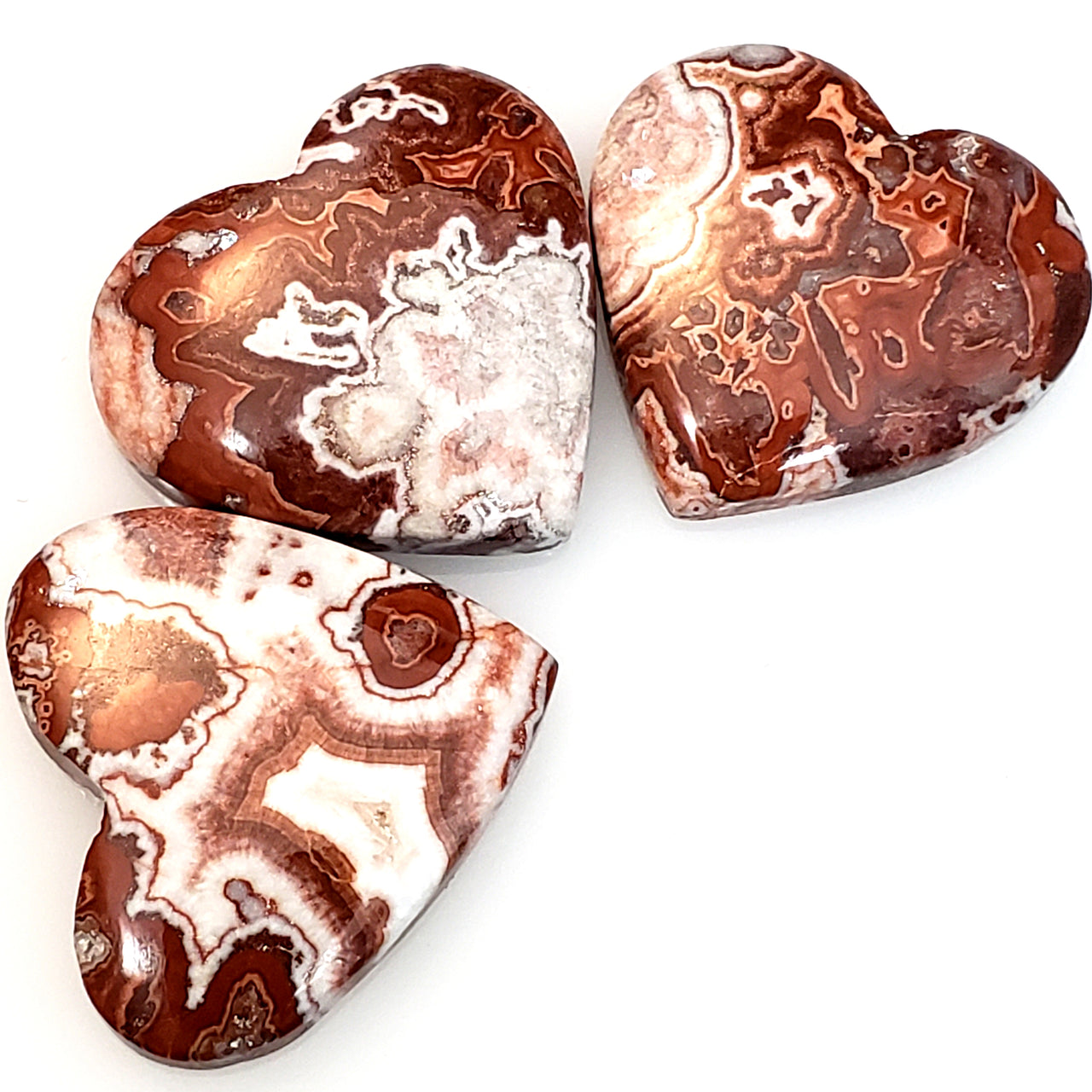 Natural Rosetta Jasper Heart Cabochons Length range is 21 to 22mm