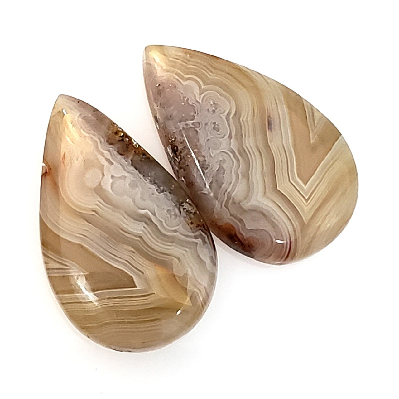 Natural Crazy Lace Agate Cabochon Pair 23x14mm