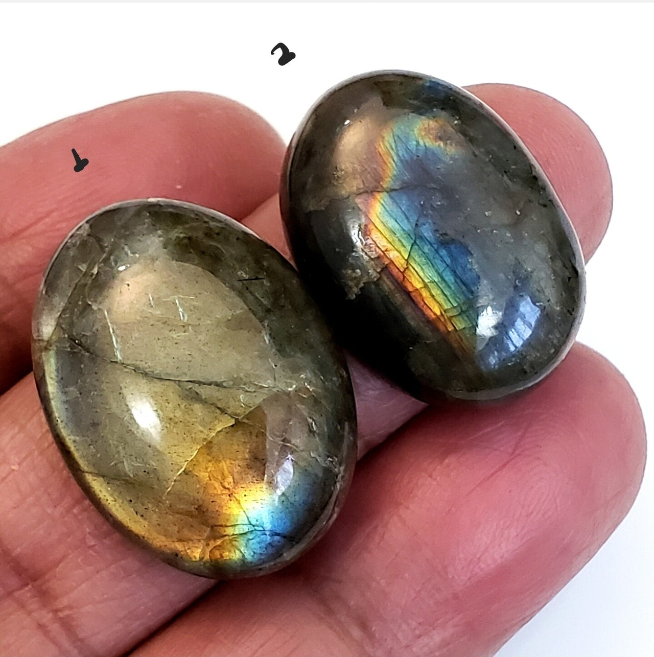 Natural Labradorite Cabochons Lengths are 26 and 24mm