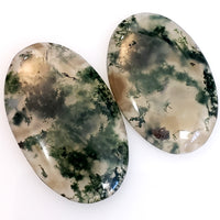 Thumbnail for Natural Moss Agate Cabochons Lengths are 43 and 38mm