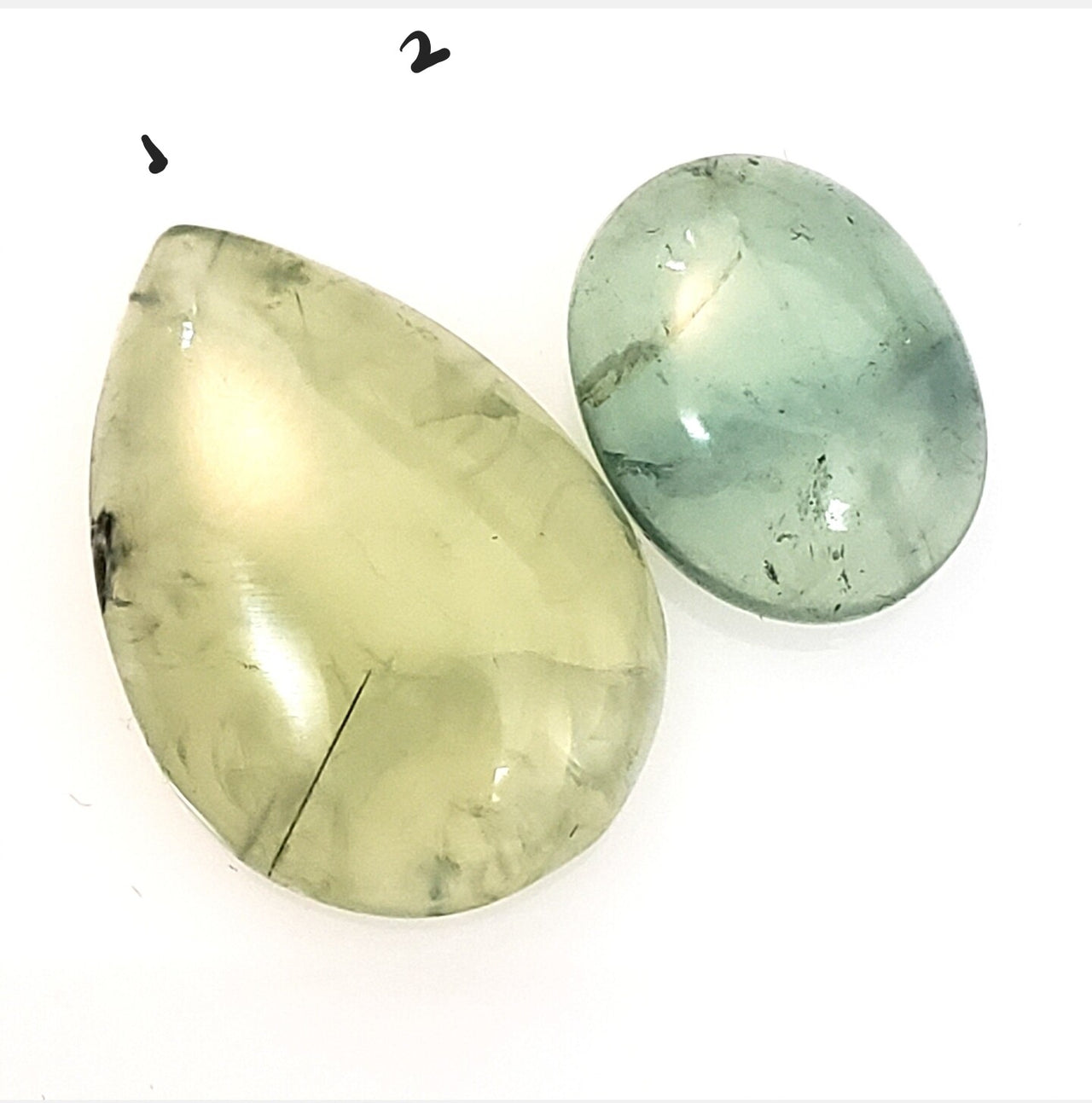 Natural Prehnite Cabochons Lengths are 26 and 17mm