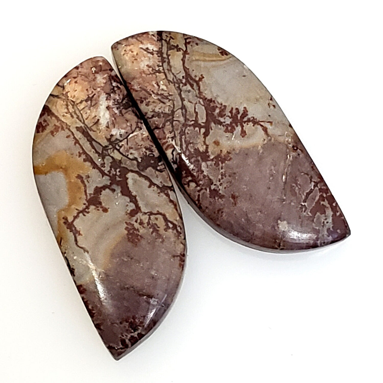 Natural Sonoran Dendritic Jasper Cabochon Pair 27x12mm