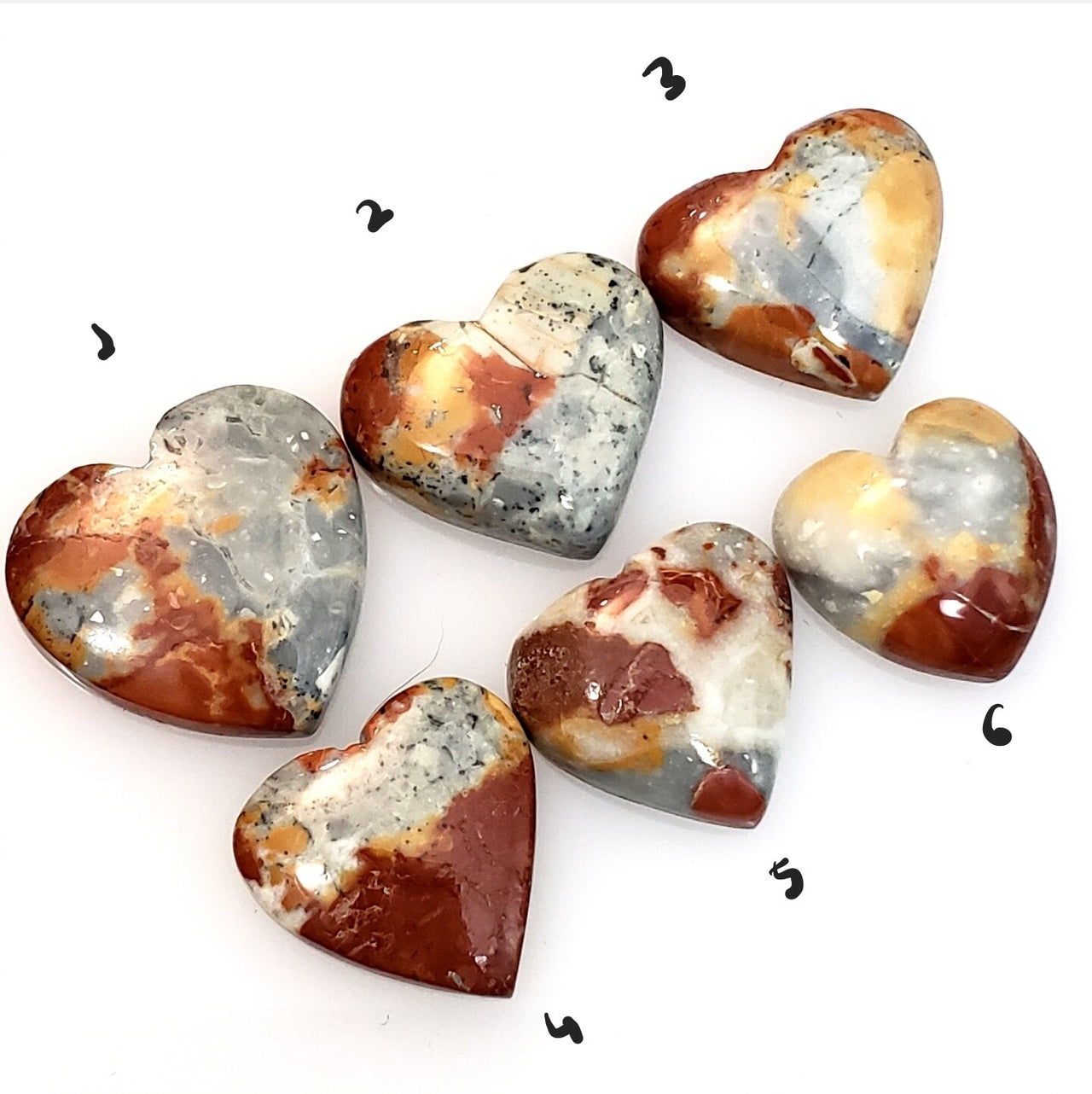 Natural Maligano Jasper Heart Cabochons Length range is 15 to 19mm