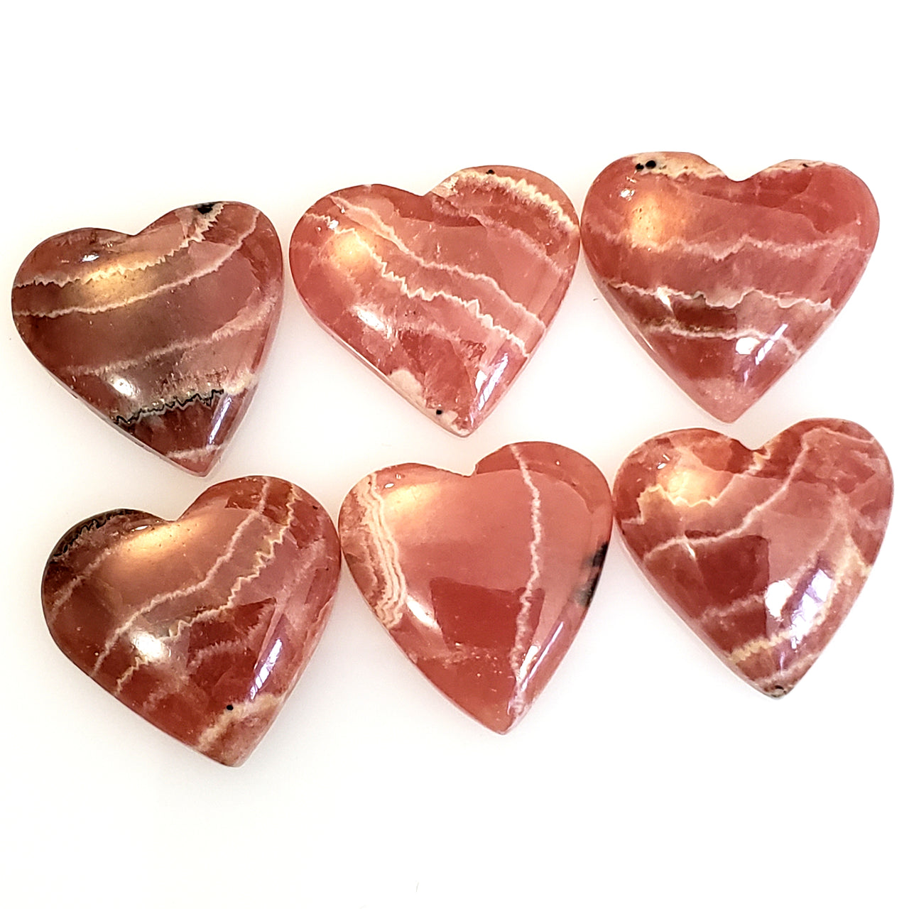 Natural Rhodochrosite Heart Cabochons Length range is 18 to 19mm