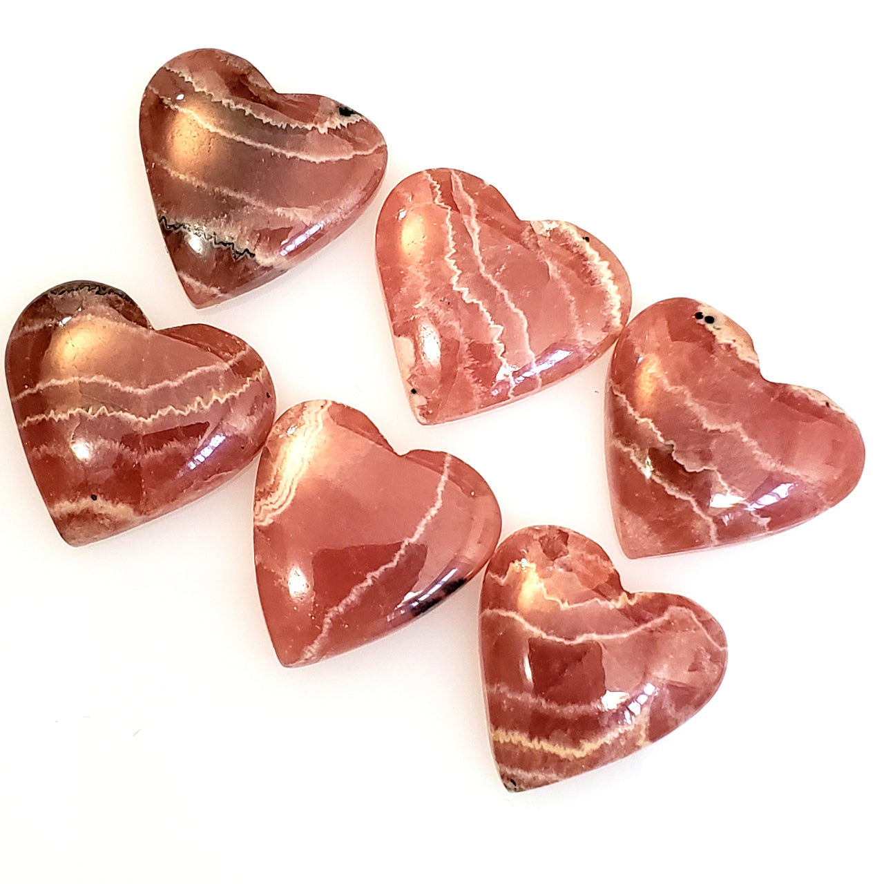 Natural Rhodochrosite Heart Cabochons Length range is 18 to 19mm